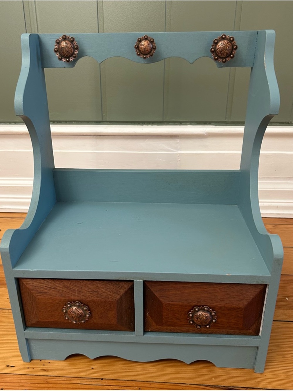 Vintage Wooden Cookbook Stand With Drawers